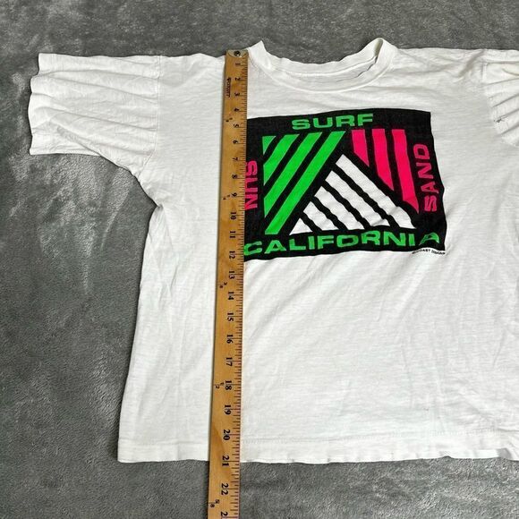 Vintage 80s Surf California Short Sleeve T Shirt Men’s Size Medium White - Picture 8 of 9